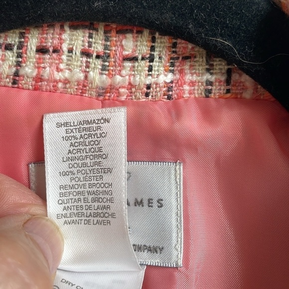 Emma James Pink, White and Black Iconic Parisian Style Plaid Tweed Blazer - Picture 11 of 14